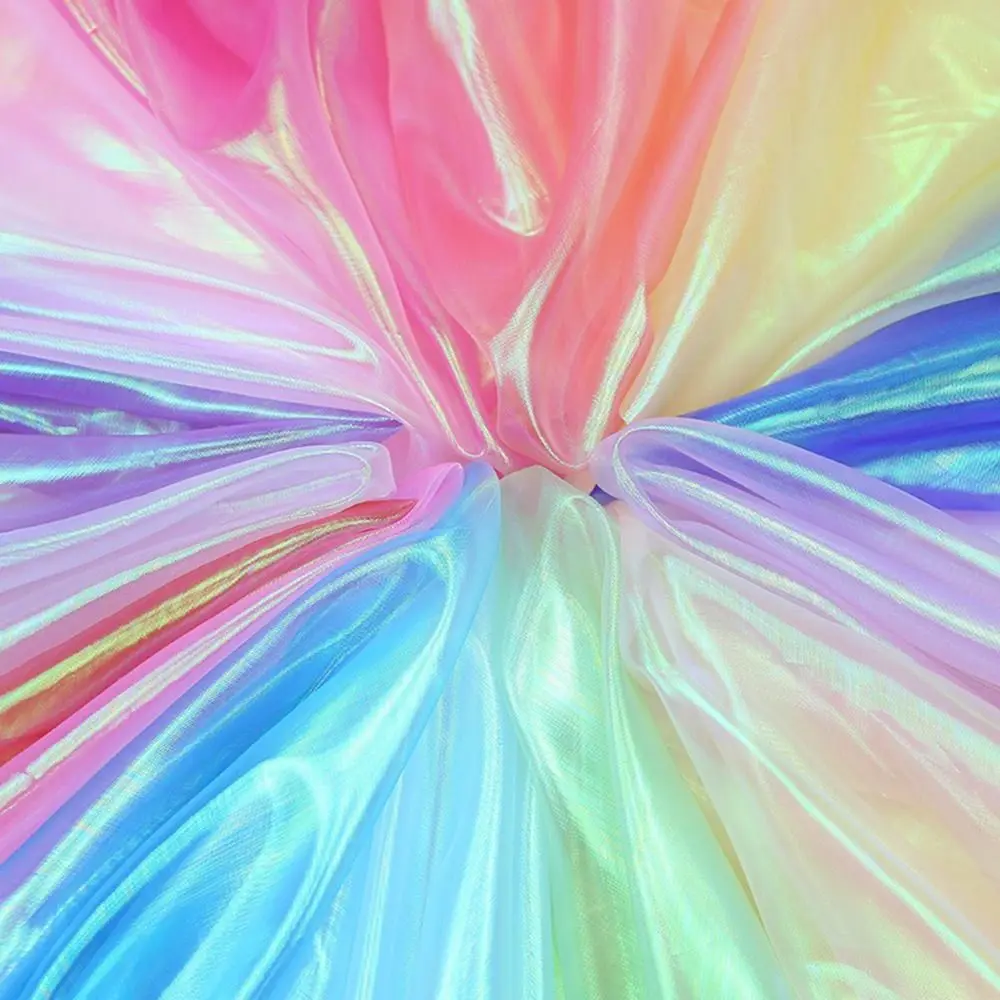 Handmade Materials Shiny Laser Tulle Transparent Thin Decor Voile Soft Tulle Cloth Wedding