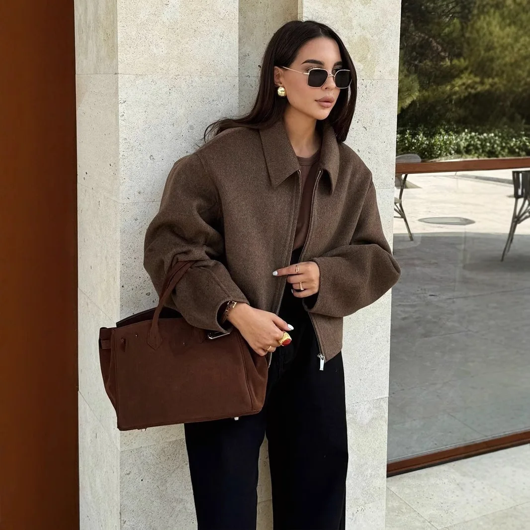 

Women's Casual Faionable ort Jaet Autumn Long Sve Turn-down Collar Comfortable Simple Sle Outerwear