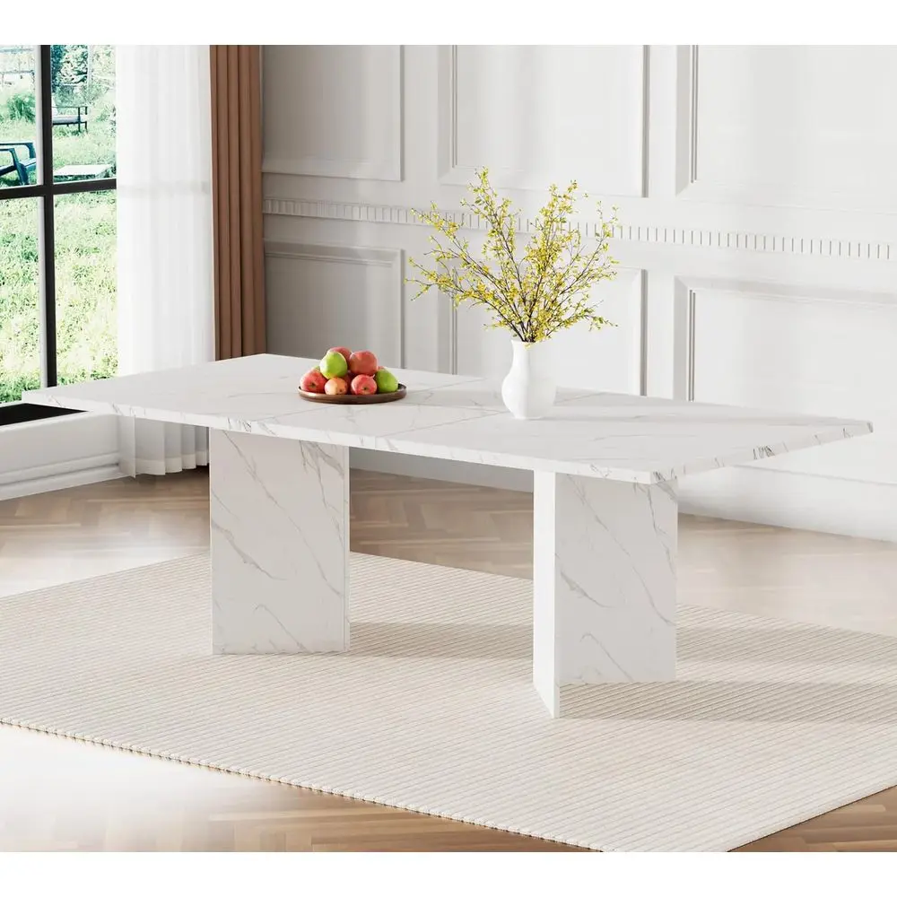 

Большой раздвижной обеденный стол, на 6-10 человек, белый, идеально подходит для дома и конференц-залов офисов