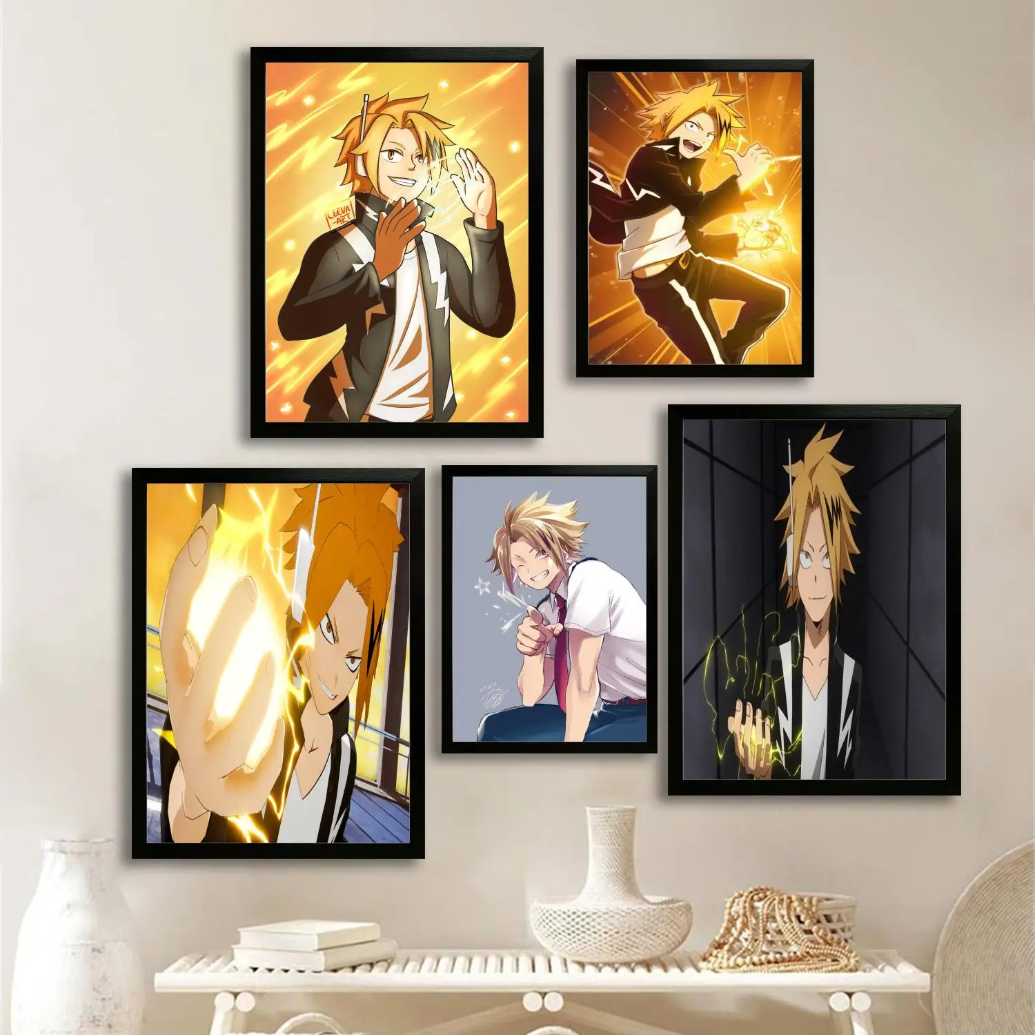 Denki kaminari-Póster artístico en lienzo de dibujos animados y impresión de imagen artística de pared, carteles modernos para decoración de dormitorio familiar, pintura decorativa