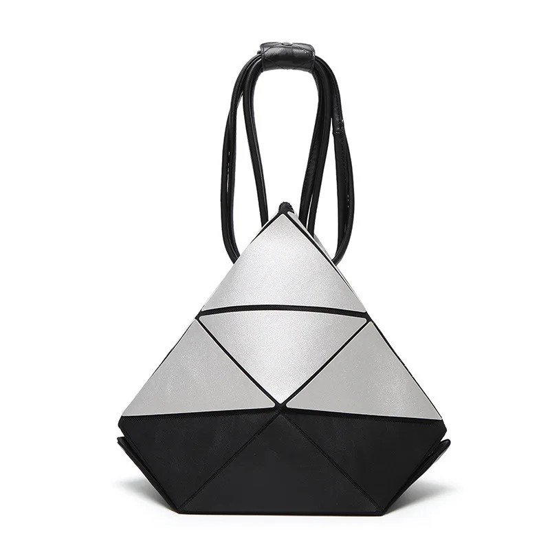 Leisure and environmentally friendly handbag, versatile folding shoulder bag, patent leather geometric diamond bag