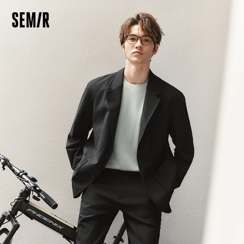 Semir Casual Suit Men Black Suit for Commuting Basic Versatile 2025 New Spring Outerwear Loose