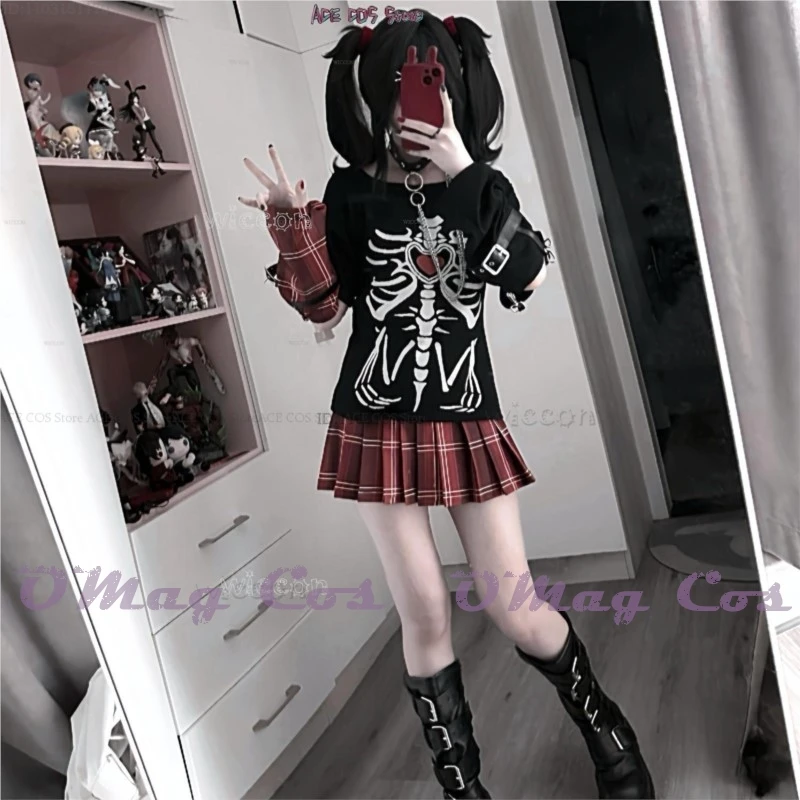 Needy Girl Overdose Nero KAngel Ame Costume Cosplay Parrucca Gioco Streamer Gonna Jirai kei Y2k Doujin Originale Stile Punk Vestito Parrucca