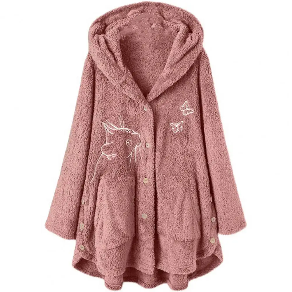 Winter Hoodie Coat  Thermal   Women Hoodie Coat Cat Pattern Hooded Women Hoodie Coat