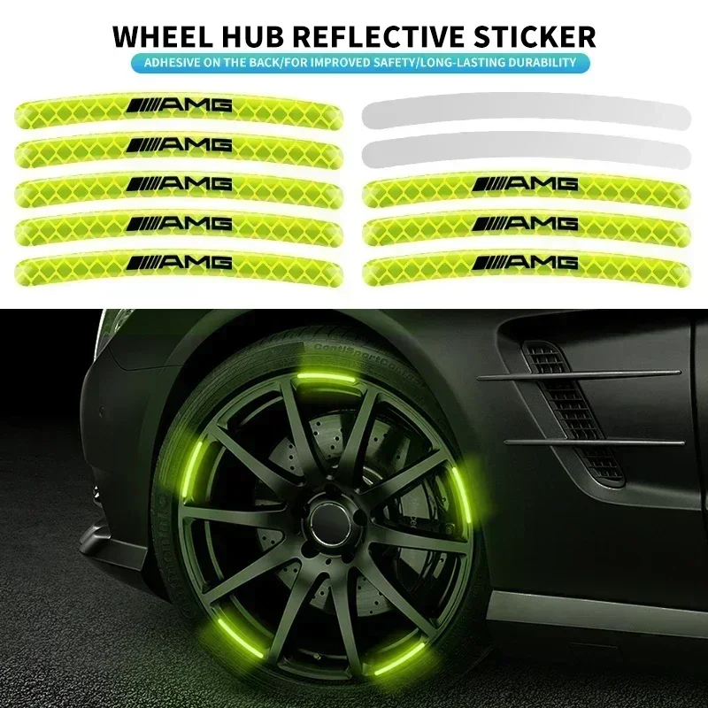 

5/10/15/20Pcs Car Motorcycle Wheel Reflective Strips Colorful Hub Stickers For Mercedes Benz AMG W204 W205 W212 W213 W221 W117