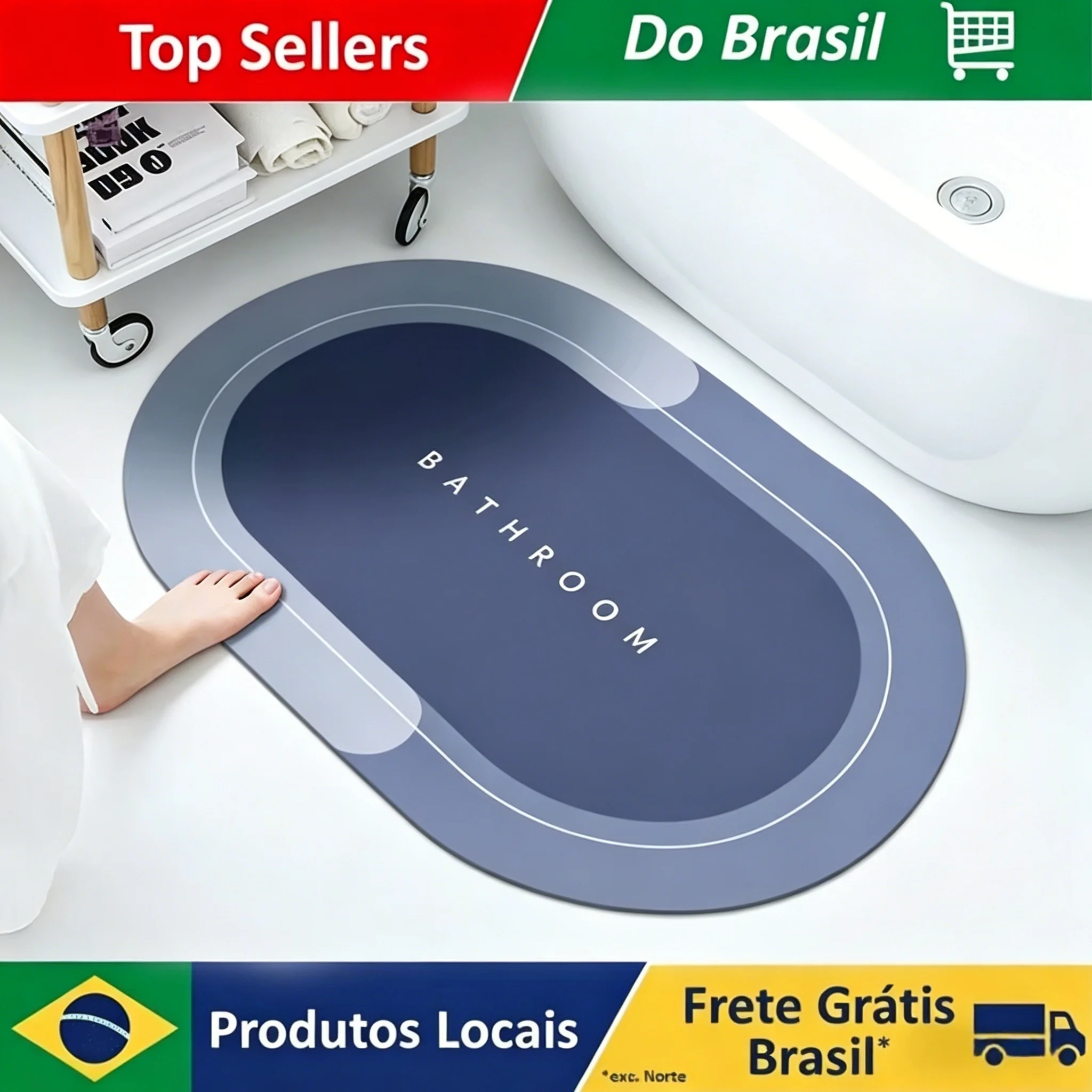 Tapete Absorvente para Banheiro Antiderrapante, Tapete de Diatomita para Chuveiro, Tapetes de Entrada para Cozinha, Tapete para Casa, Tapete para Banheira