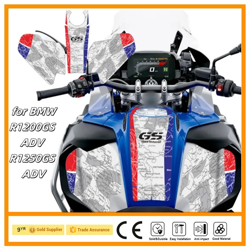 for BMW R1200GS ADV R1250GS ADV motorcycle fuel tank fish bone sticker Pad Protective Decal