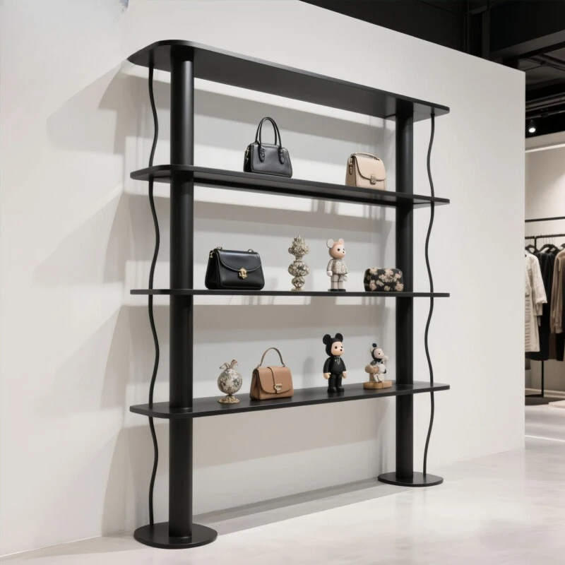 

Clothing store shoe bag rack display rack shoe store shelf shopping mall decoration shoe rack black creative wrought iron multi-