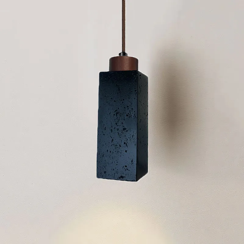 

Modern Wabi Sabi Restaurant Black Stone Led Ceiling Droplight Nordic Bedside Simple Cylindrical Decorative Small Pendant Lights