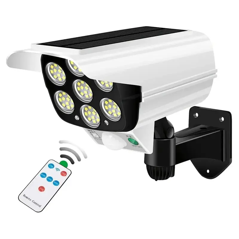 B23B Waterproof Outdoor Motion Sensor Solar Light 77 LED Wireless Fake Siren Security Camera For Garden For Porch Patio