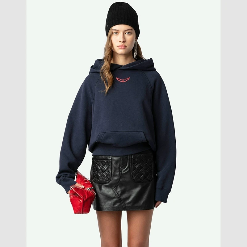 Damska bluza z kapturem z polaru, zdobiona cyrkoniami, ciepła, z długim rękawem, wygodna odzież uliczna na jesień/zimę dla nastolatek, prezent na Boże Narodzenie/urodziny dla niej