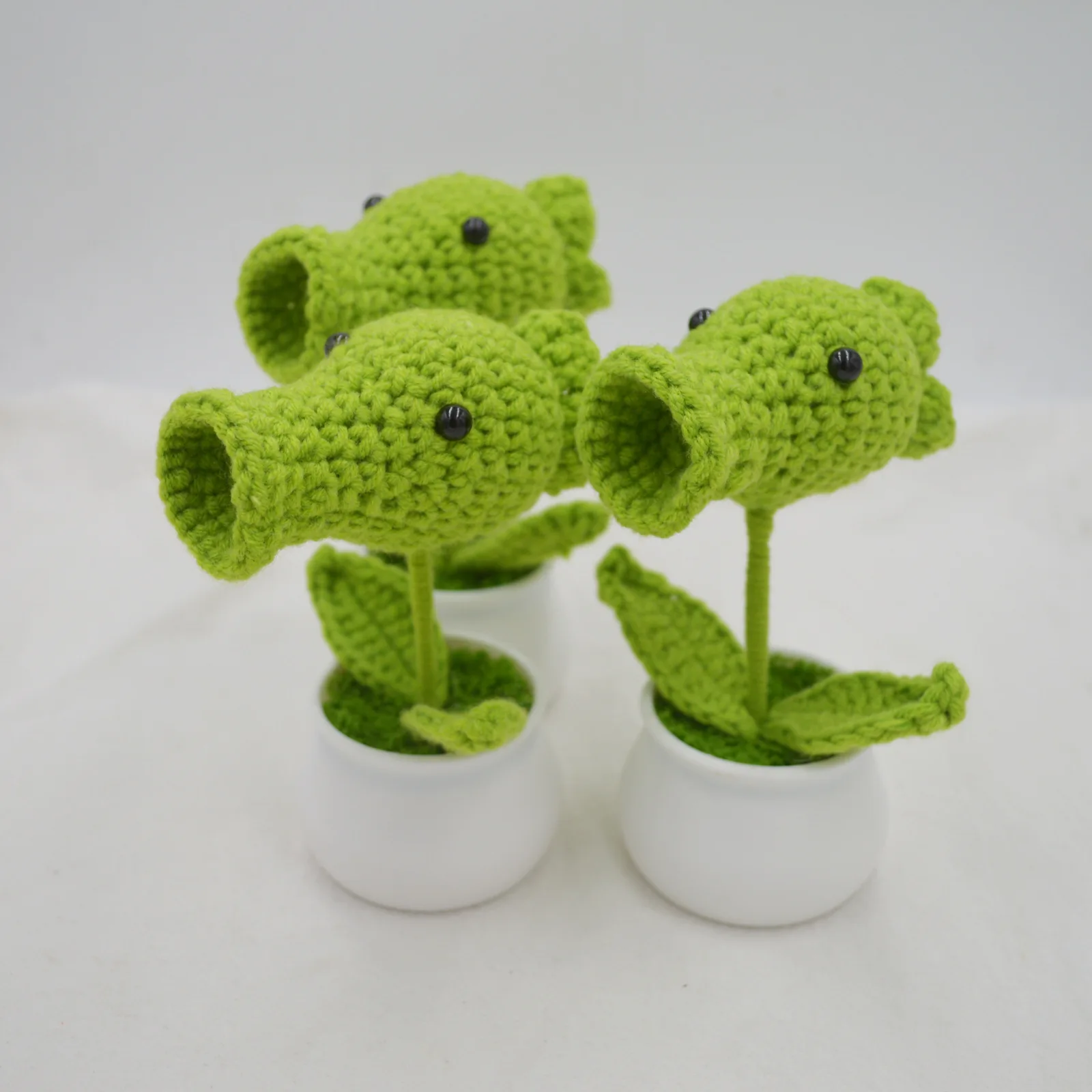 Pea Archer Potted Plant Hand Crocheted Small Potted Plant Bedroom Office Desktop Car Ornament artificial plants