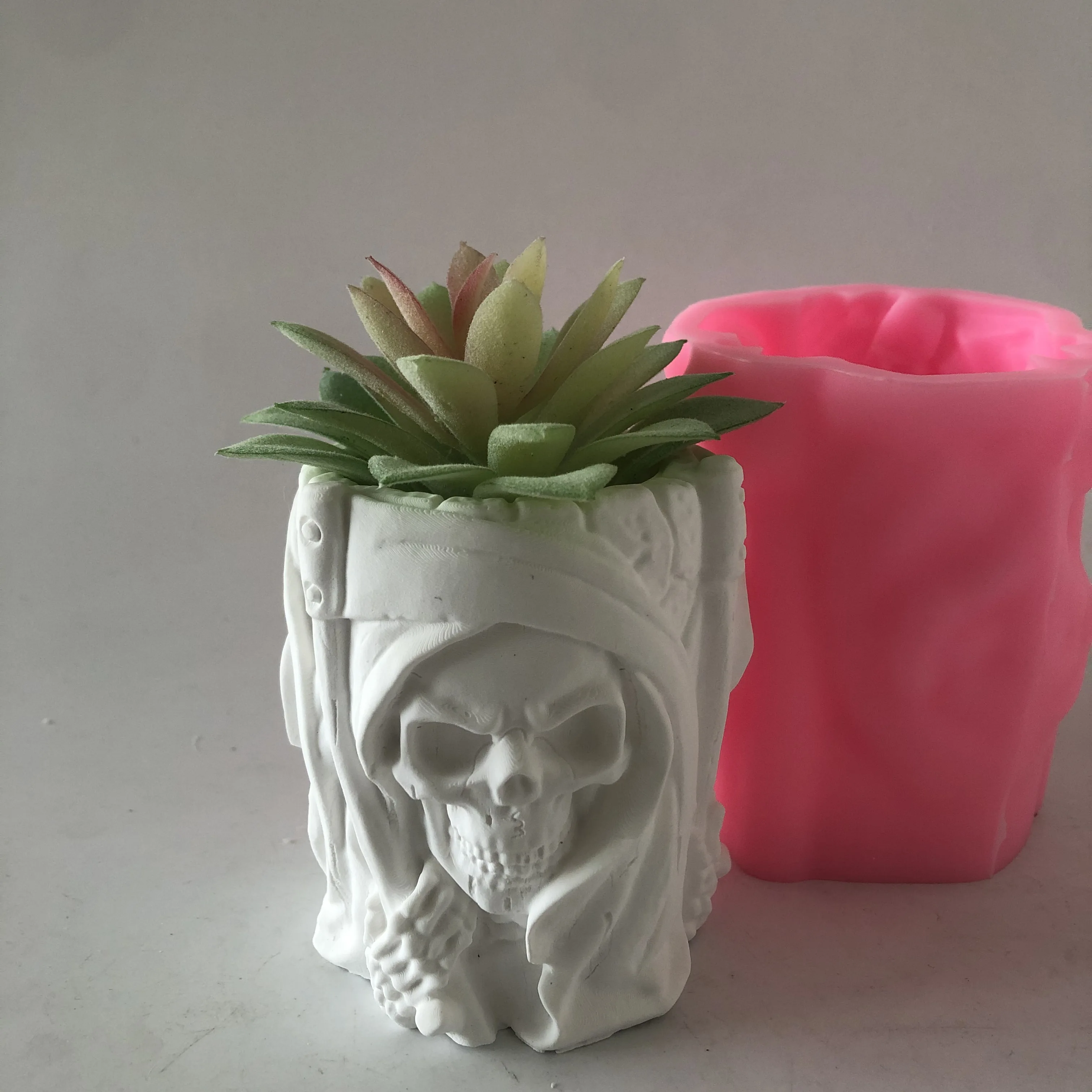 Round Skull Pen Holder Candle Tray Silica Gel Molds DIY Plaster Resin Craft 3D Cement Planter Making Silicone Flower Pot Molds