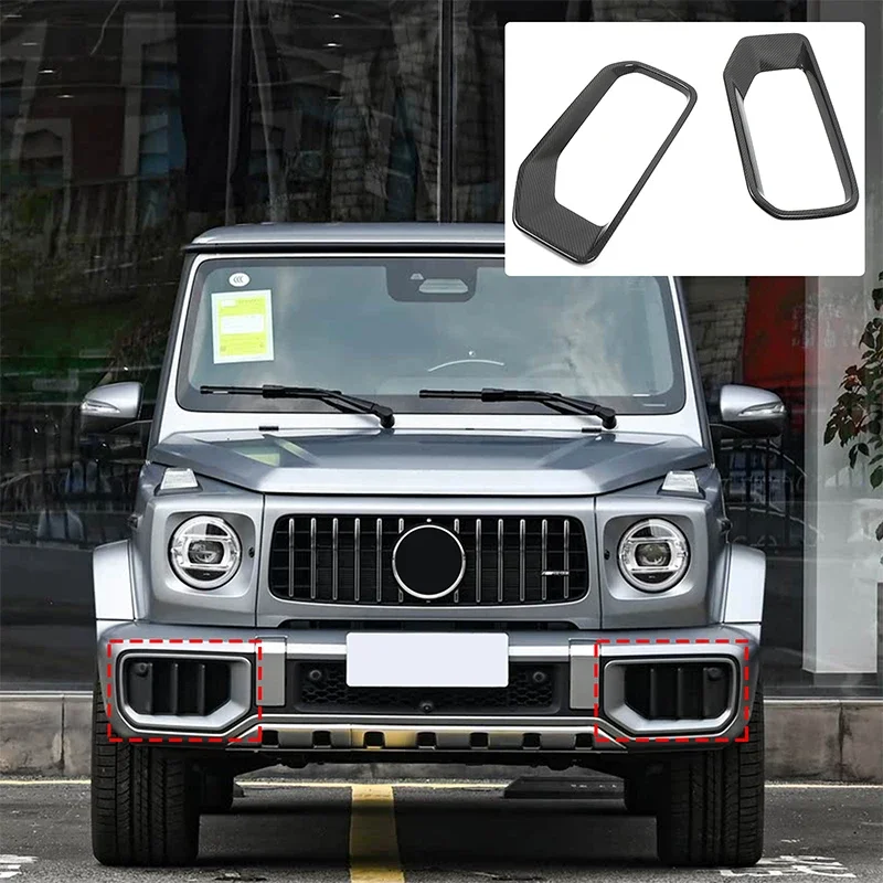 

2Pcs Real Carbon Fiber For Mercedes-Benz G-Class G63 2025+Car front bumper air intake mesh frame decorative stickers accessories