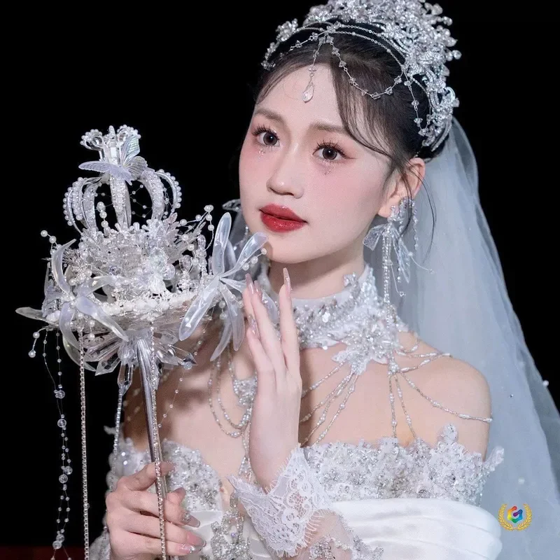 for Bride Wedding Crown Scepter Bouquet Handmade DIY Material Kit for Girlfriends Wedding Gift