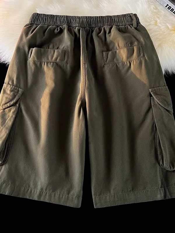 Japonês streetwear marca pesada waed workwear orts masculino verão ao ar livre solto tamanho grande casual calças de cinco quartos