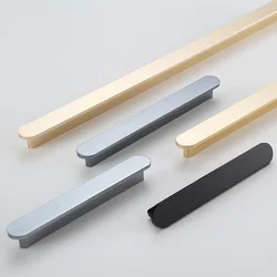 Fashion Brushed Cabinet Handles Aluminum Alloy Kitchen Cupboard Wardrobe Pulls Drawer Closet Knobs Furniture Room Door Handles