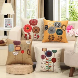 Cartoon Flower Linen Cushion Cover Decor, Pillowcase Home Decor, Suitable for Sofa, Car, Bedroom 40x40 45x45 50x50 60x60
