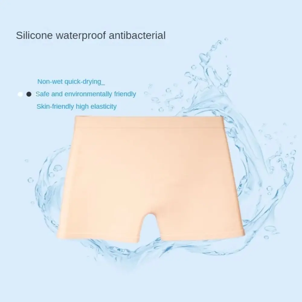 Silicone Children Swim Trunks Solid Color Hot Spring Pants Swim Trunks Four Corner Swimming Trunks Flat Corner Swimming Trunks
