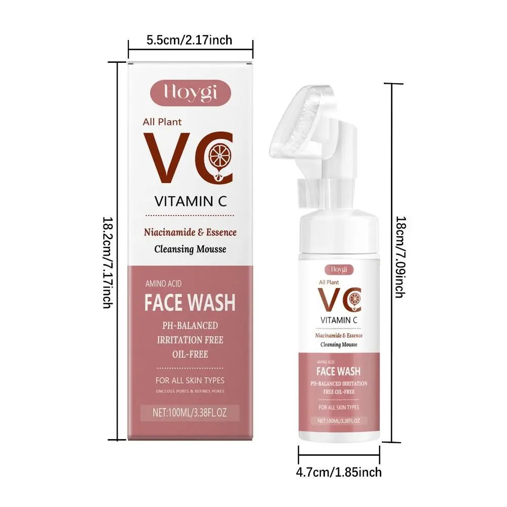 Nieuwe natuurlijke gezichtsschuimwas Verhelderende zachte en niet-irriterende gezichtswas Hydraterende vitamine C Face Wash Cleanser voor gezichtsverzorging