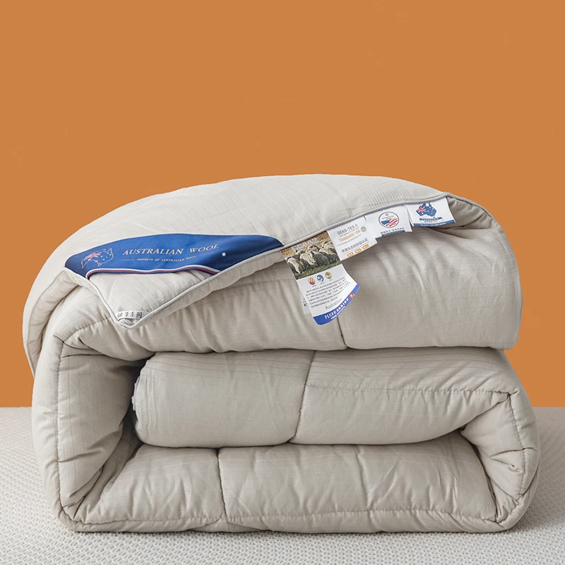 100% Wool Duvet Insert Soft Warm Breathable Hypoallergenic 100% Cotton Shell Double Bed Blanket Lightweight Cozy Sleep Comforter