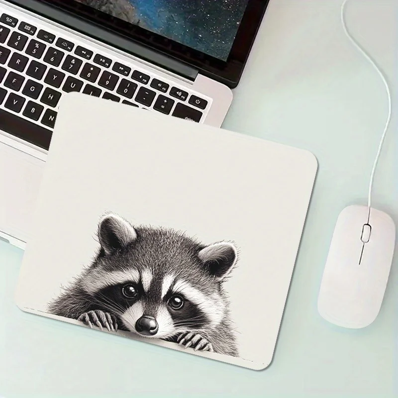 Raccoon creative print pattern mouse pad anti-slip rubber office computer fashionable desk accessories high-definition printing