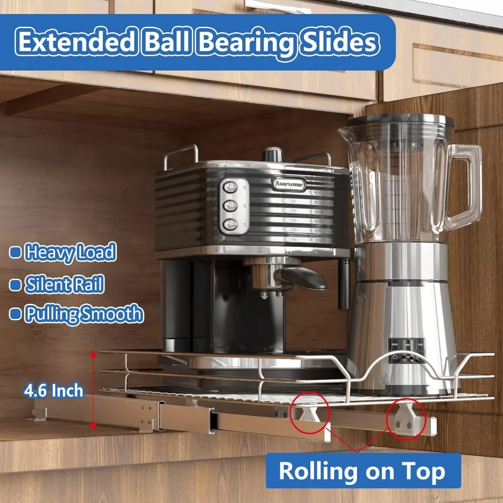 منظم خزانة قابل للسحب - 20 عريض × 21 عميقًا، أرفف منزلق، يناسب فتحة خزانة 21.5، حل تخزين المطبخ #2