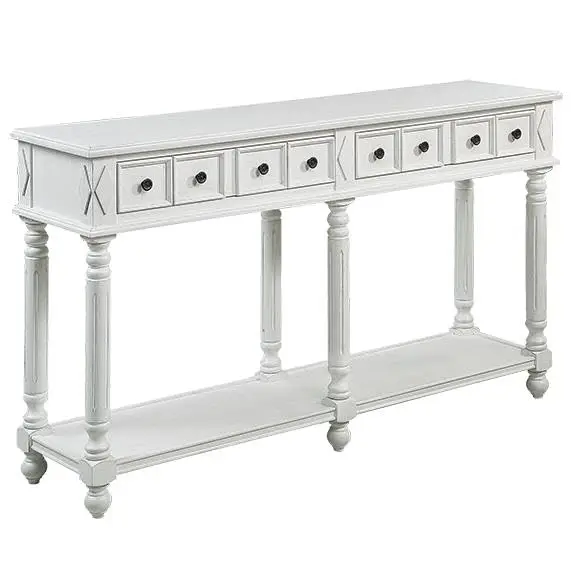 58'' Console Table with 2 Drawers Farmhouse Entryway Table with Bottom Shelf Heavy Duty Narrow Hallway Table