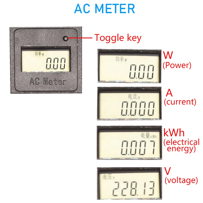 19inch PDU Power Strip Cabinet Rack Mount with Switch AC digital display meter W/A/kWh/V Universal Outlet 2Meter Cord