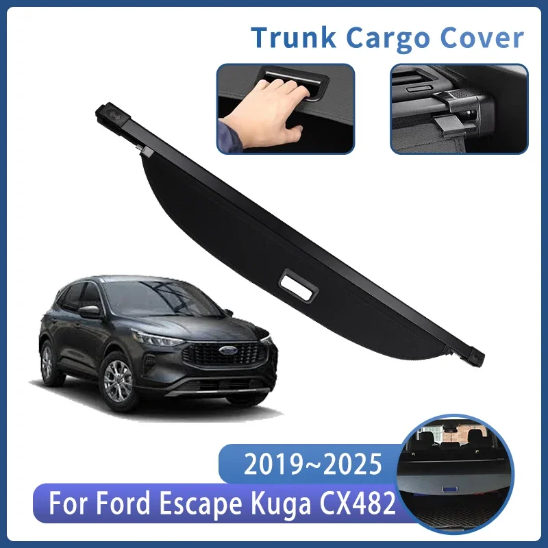 Car Trunk Bracket For Ford Escape Kuga CX482 2019~2025 MK3 Rear Trunk Cargo Cover Retractable Curtain Auto Interior Accessories