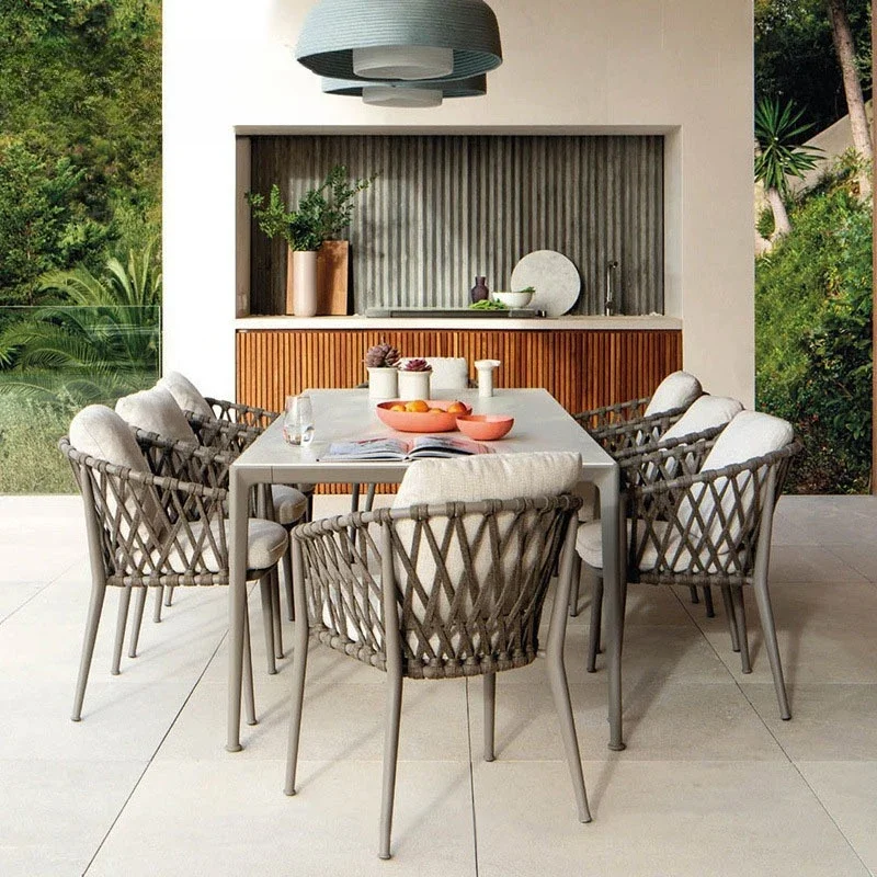 Customizable Nordic outdoor commercial street rattan chair model house villa outdoor open-air combination courtyard