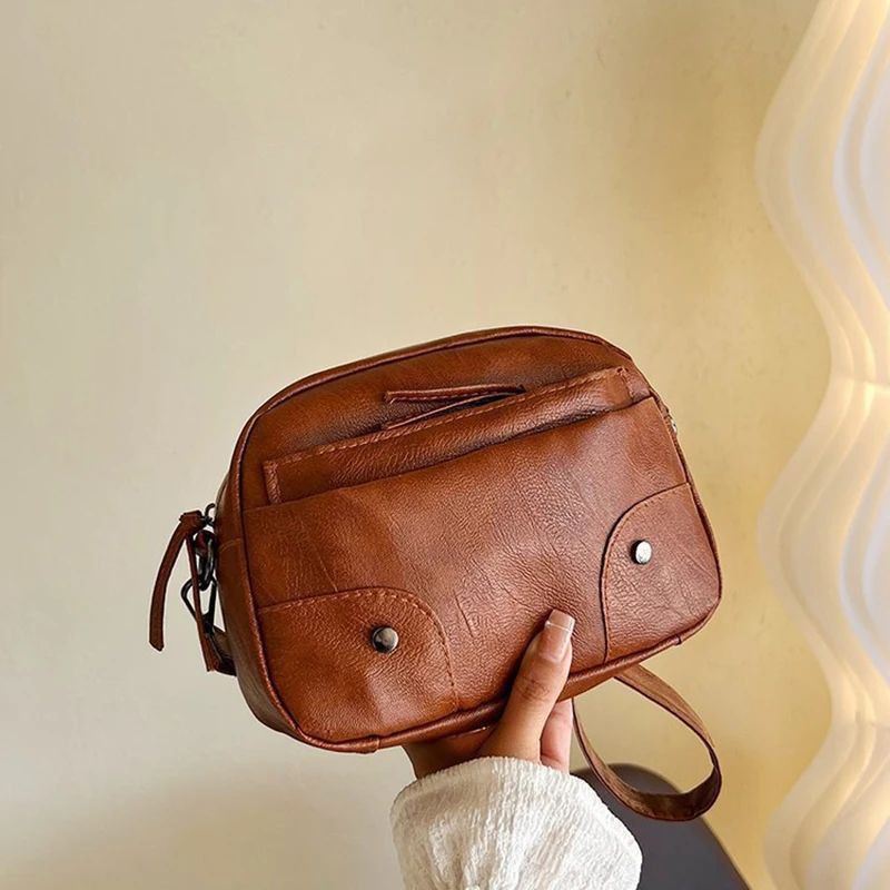 Vintage einfache Frauen Umhängetaschen kleine Handtasche Umhängetasche Telefon Geldbörse Pack weiche PU Leder quadratische Messenger Bags