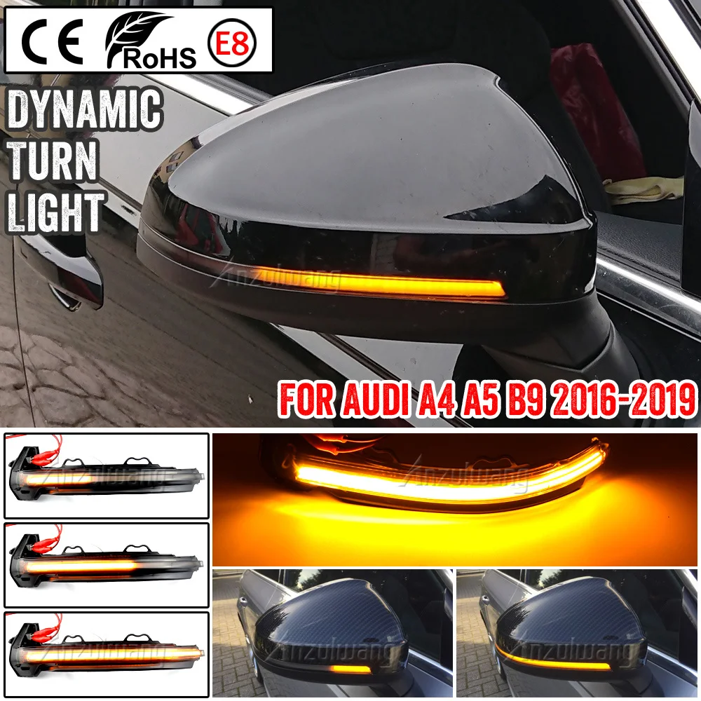 2 قطعة LED ديناميكية بدوره مصباح إشارة الرؤية الخلفية الجانب مرآة مؤشر ضوئي الوامض صالح لأودي A4 S4 RS4 B9 2016-2019 A5 S5 RS5
