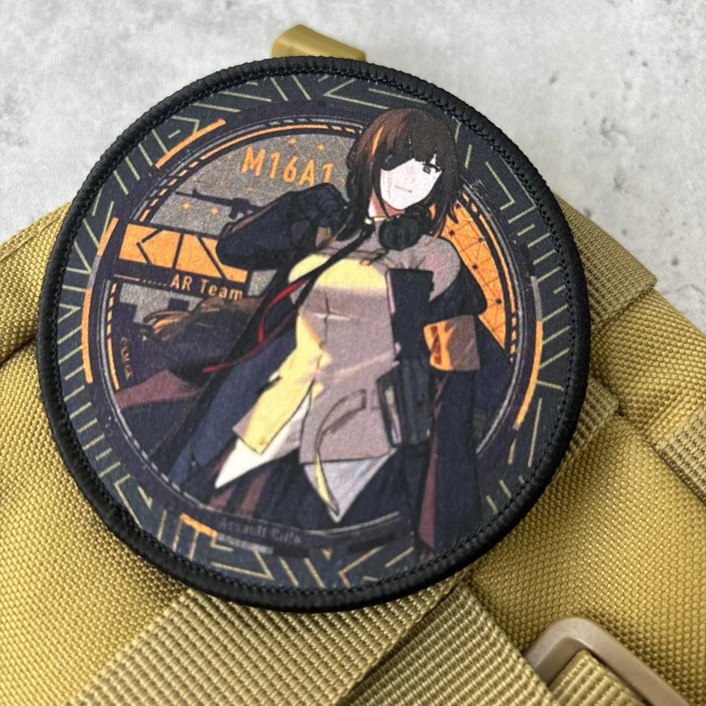أنيمي فتاة مطبوعة المعنويات التكتيكية بقع فتاة المواجهة هوك وحلقة التصحيح شارة عسكرية شارة الملابس على ظهره ملصقات #6