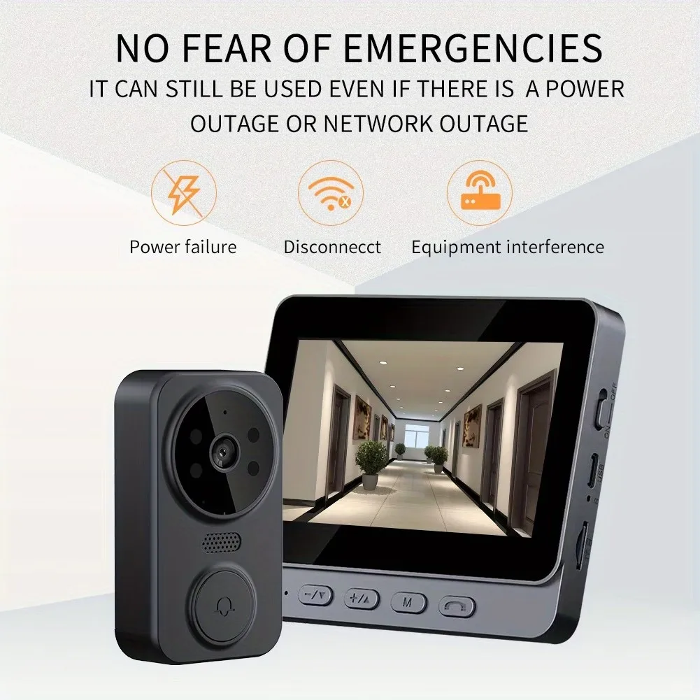 4.3'' IPS Screen 2.4G Wireless Video Intercom Home Doorbell with Screen Smart High-definition Video Monitoring Two-Way Intercom