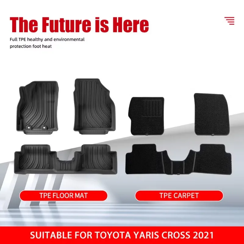 Rear Trunk Mat for Toyota Yaris Cross 2021 TPE Floor Mats All-Weather Waterproof Car Mats Easy Clean Accessory