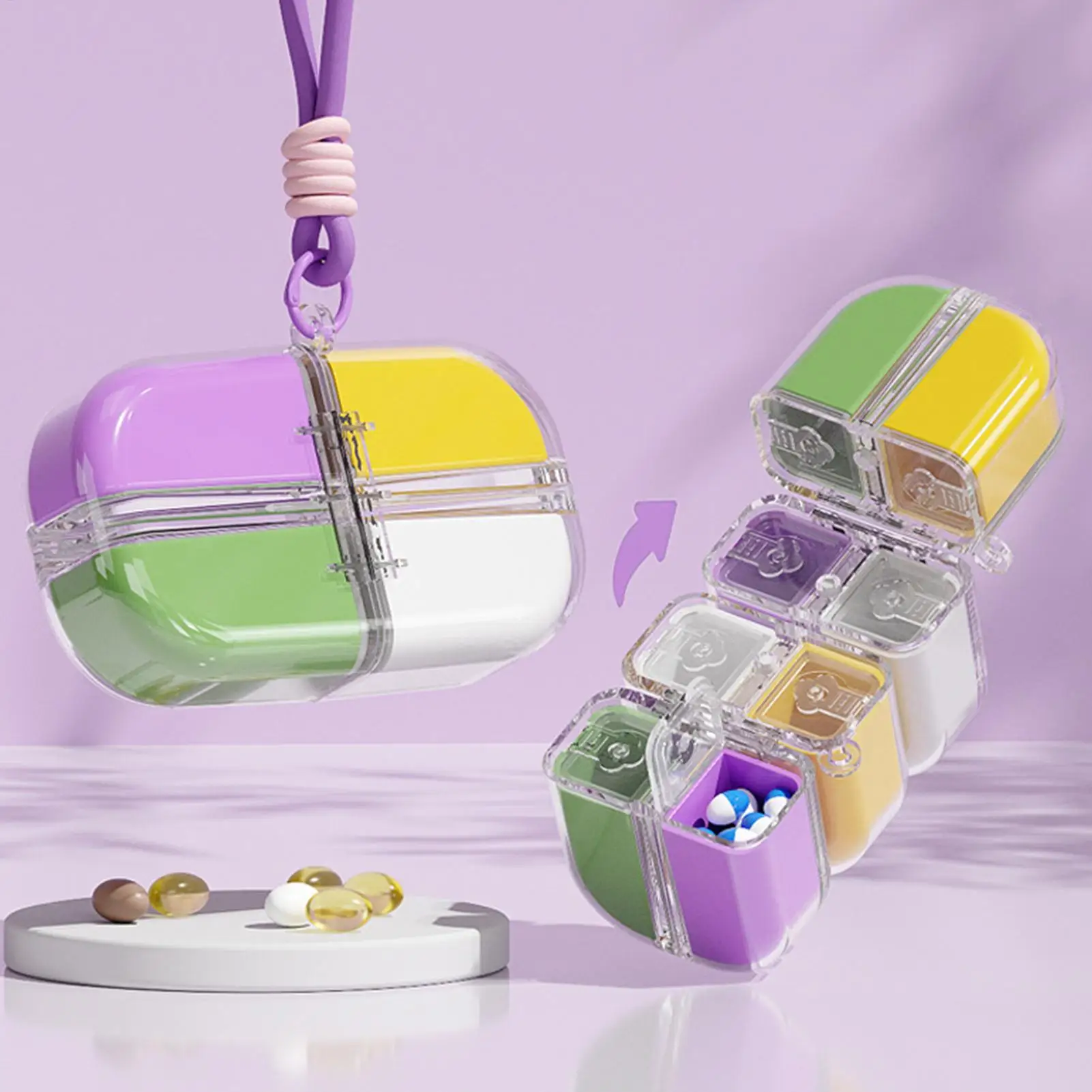 Organizador Magnético de Medicamentos, Estojo Portátil de Grande Capacidade para Comprimidos, Caixa de Remédios para Viagem, Porta-Vitaminas e Supleme