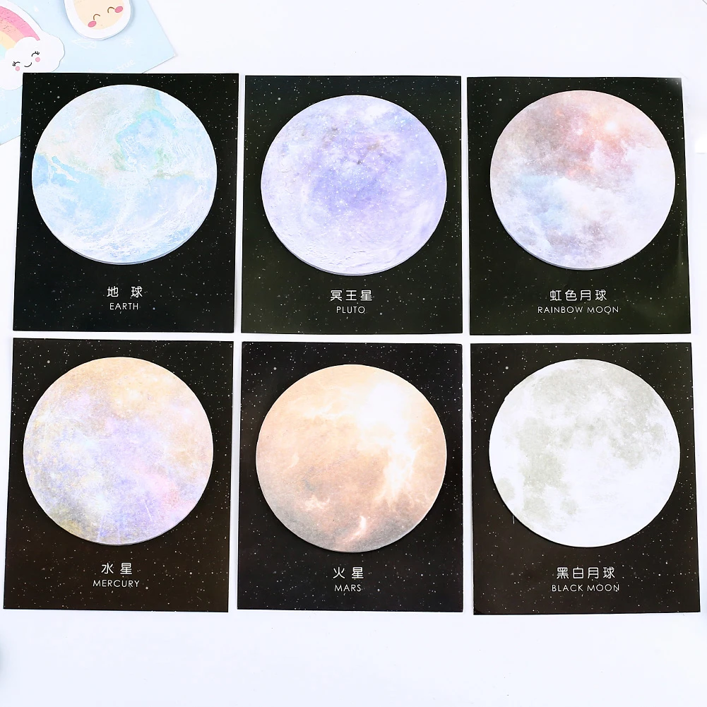 

Novelty Round Star Shape Sticky Notes Cute Kawaii Planet Memo Pad Earth Moon Post Notepad Kids Aesthetic Stationery Index Tab 3D