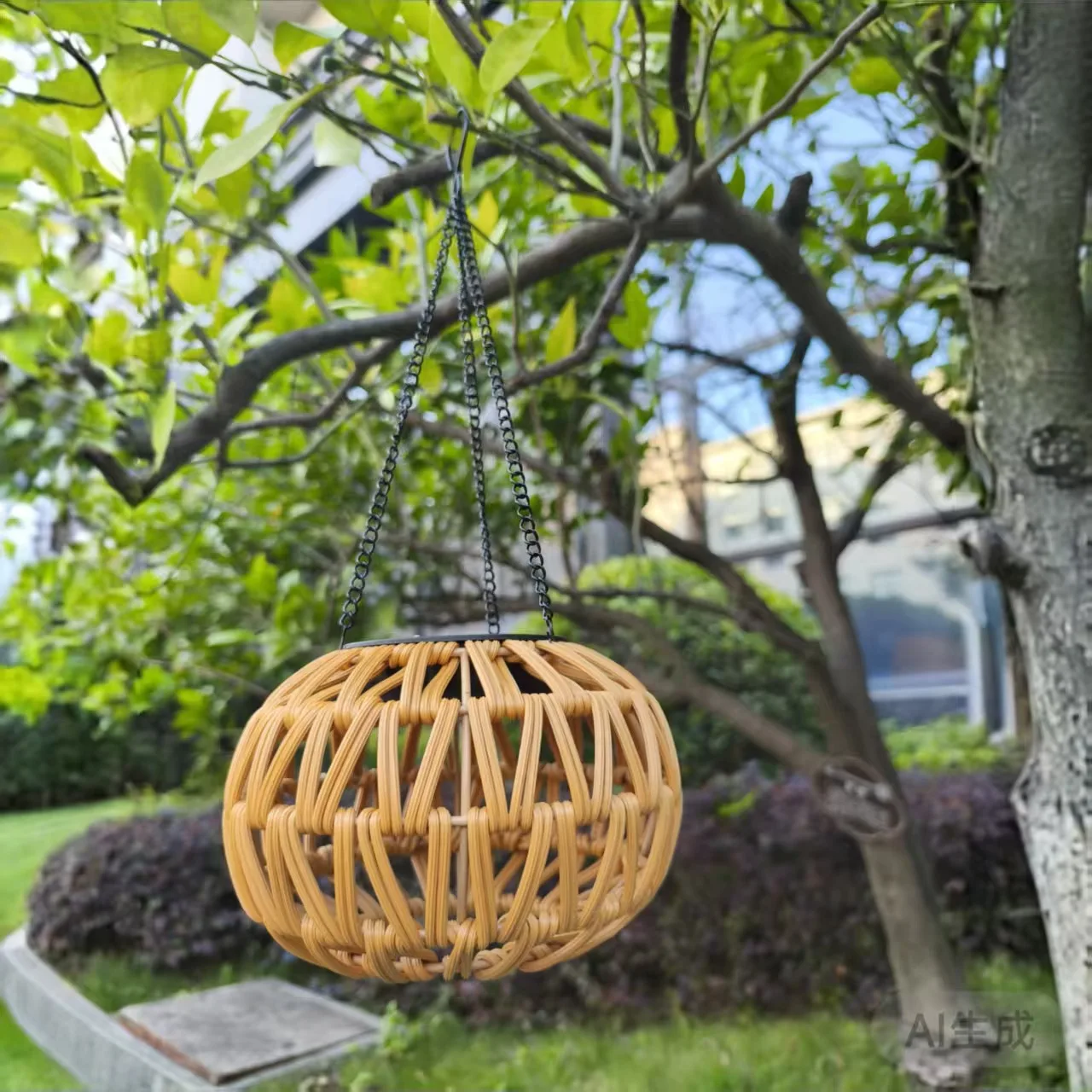 Solarbetriebene Leuchtende Hofbeleuchtung Outdoor Leuchtende Deko Plastik-Rattan-Geflecht Laternenförmige Wasserdichte Garten-Dekorationslichter Geschenk – Detail 5