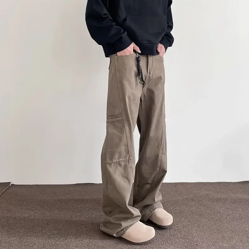 루즈핏 남성 청바지 배기 90년대 스트릿웨어 에스테틱 Y2K 빈티지 한국 스타일 워싱 고스 오리지널 2025 가을 XS 남성 카우보이 팬츠