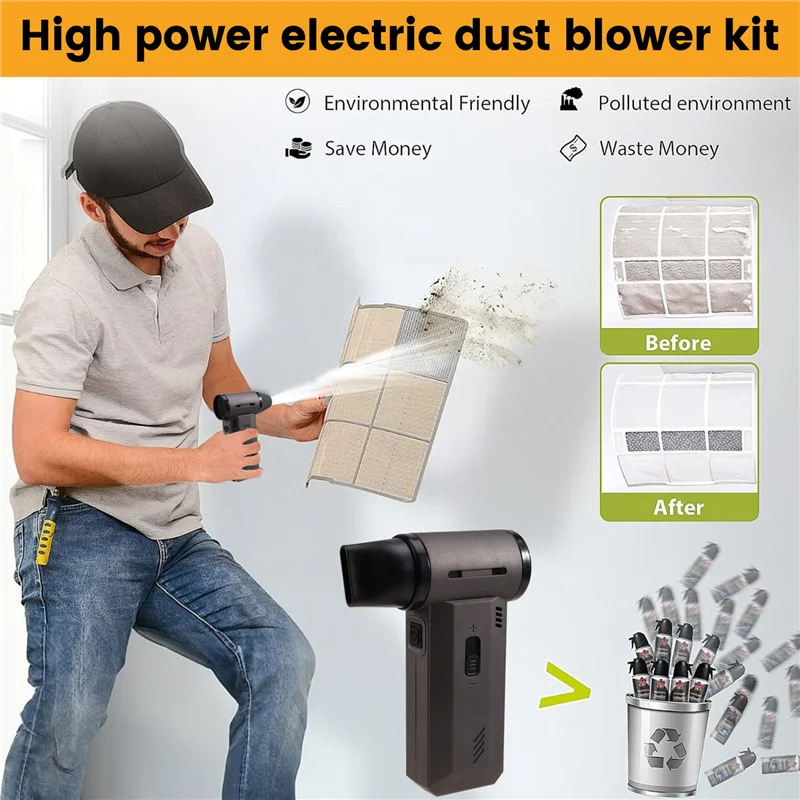 

Well Made-Handheld Turbo Jet Fan 130000RPM Infinitely Adjustable Speed Hair Dryer Vacuum Cleaner Air Dust Blower Brushless Motor