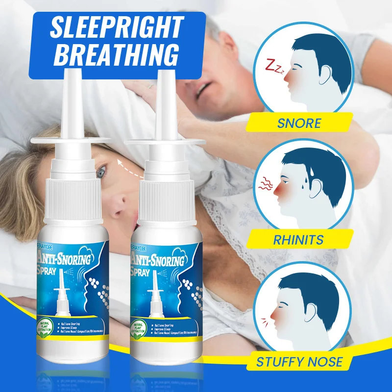 30ml Anti Snoring Spray Relief Remedy Snoring Nasal Spray Improve Sleeping Quality Nasal Congestion Easier Better Breath