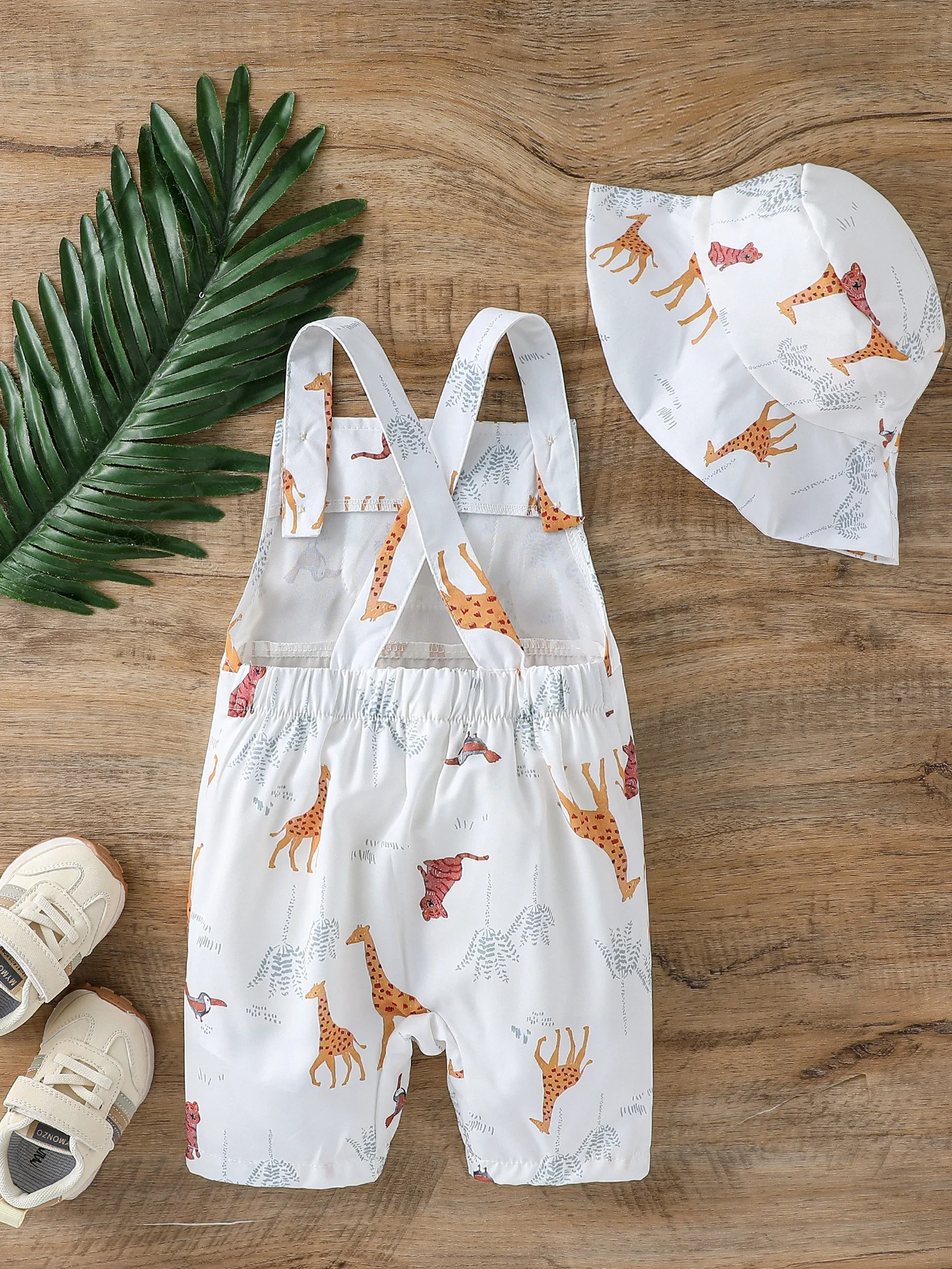 2Pcs Baby's Boys Summer European and American Style Sleeveless Cartoon Bodysuit Casual Jumpsuit Cute For 0-1Y Clothing Wear +Hat