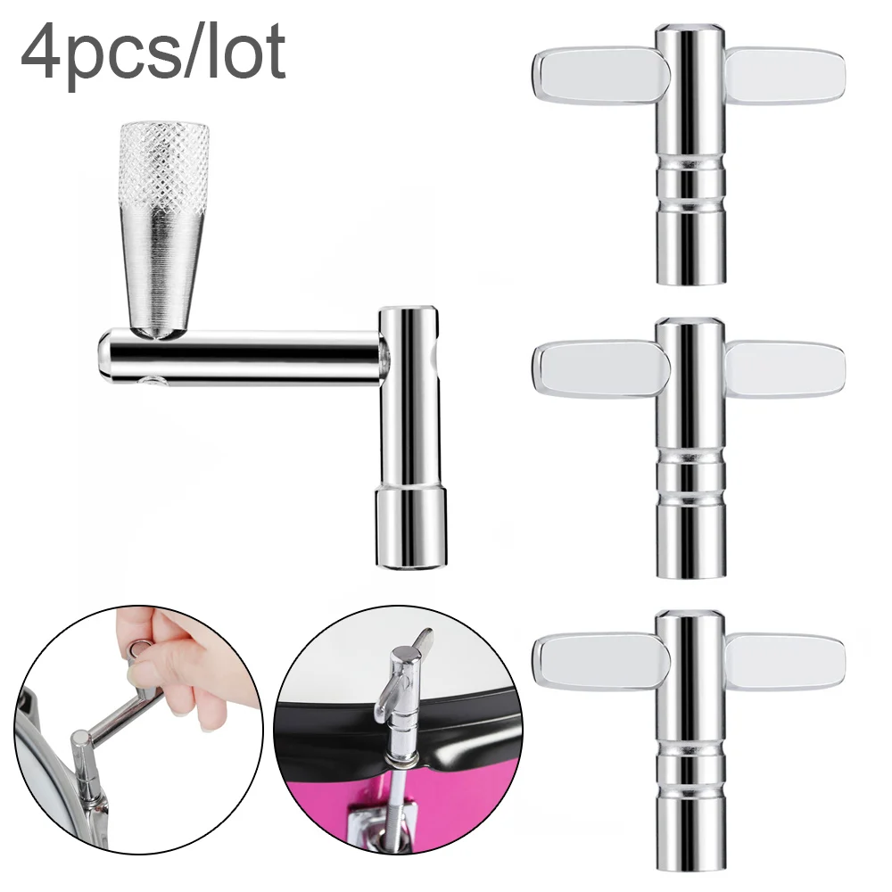 Drum Head Tuning Wrench with 3pcs T Shaped 5.5mm Square Mouth Drum Key + 1pc Z Shaped Quickly Disassemble Drum Key