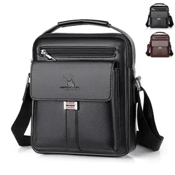 High Quality Men Shoulder Bag Men PU Leather Flaps Men's Crossbody Bags Business Flap Male Solid Messenger Bag Travel Bag