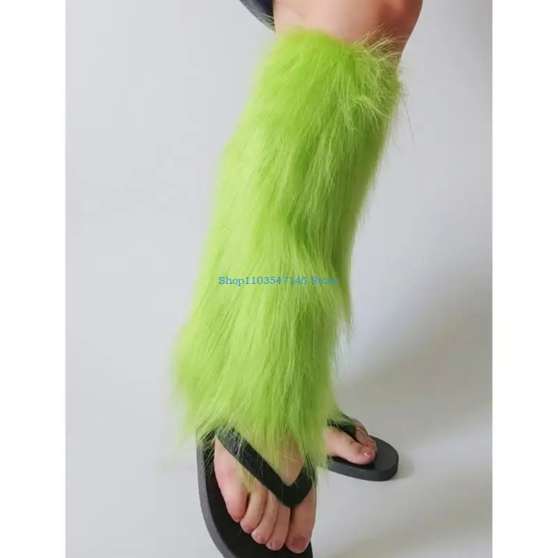 P88B Faux Furs Leg Warmer Winter Warm Furs Boot Cuffs Cover,Party Costumes Shoe Cover