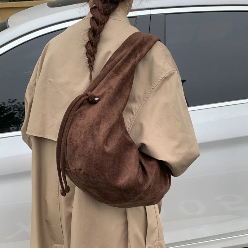 

MK1079 Niche Suede Bag 2025 Autumn and Winter New Fashion Single Shoulder Underarm Bag Dumpling Bag Retro Versatile Commuter Bag