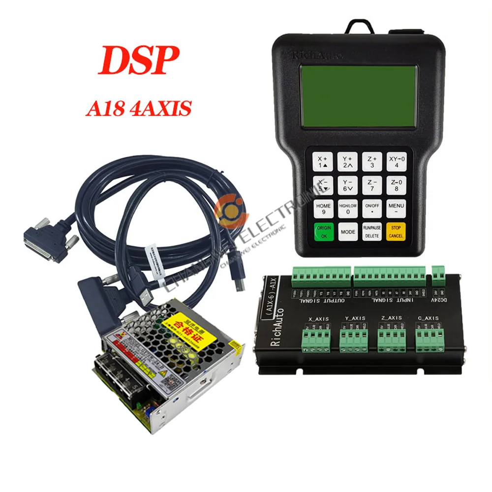 

RichAuto DSP A18 CNC controller A18S/E /C 4Axis Motion Controller Remote For CNC Engraving Cutting English Version + 75W24VDC