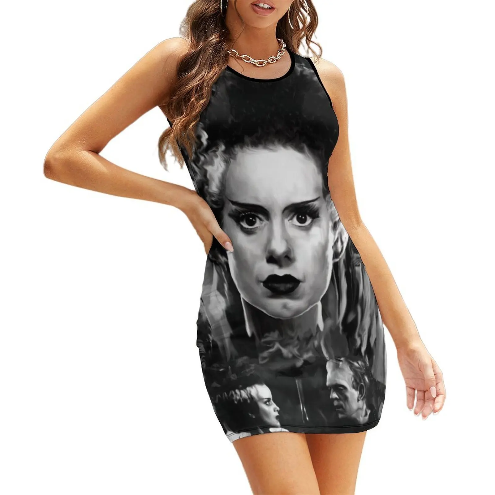 

The Bride of Frankenstein Elsa Manchester Sleeveless Sundress clothes for women dresses for womens