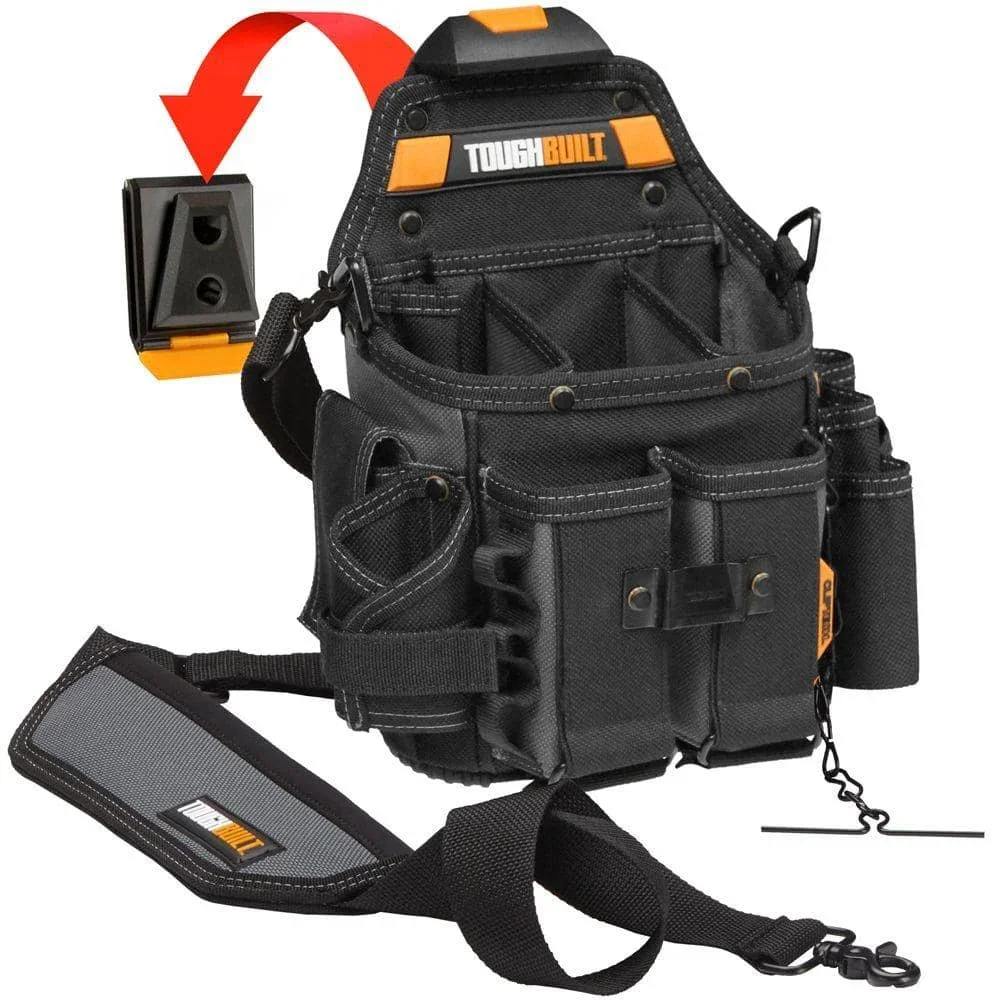 TOUGHBUILT TB-CT-114 Pochette pour électricien Journeyman + bandoulière épaisse, sac de taille de rangement de grande capacité